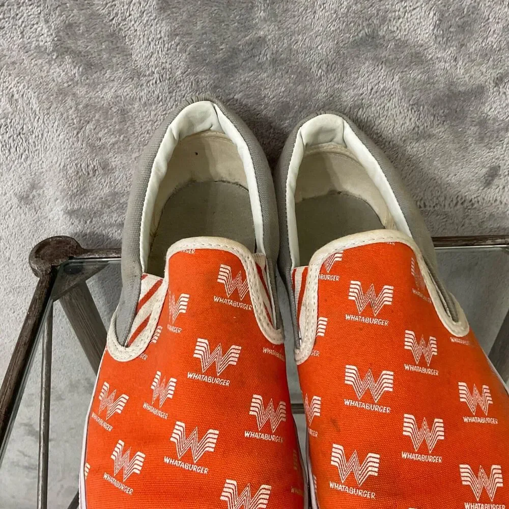 Whataburger Logo Canvas Slip On Shoes Sneakers Men's Size 8 Orange flying W